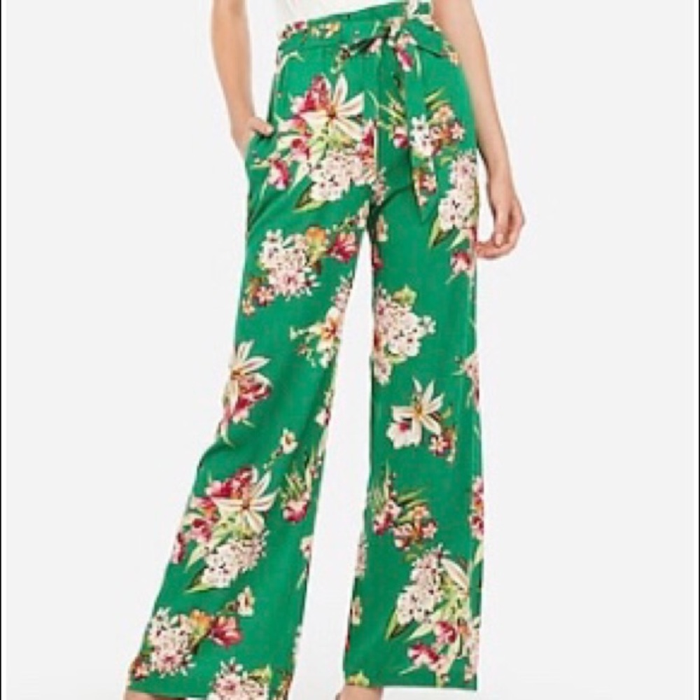 Express floral high rise wide leg pant